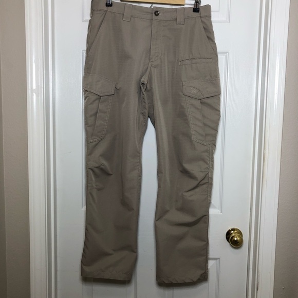 5.11 Tactical Men's Fast-Tac Khaki Lightweight Straight Leg Cargo Pants 34 X 30 - Picture 2 of 16